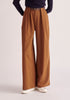 Paisie Belted Pleated Wide Leg Trousers in Brown